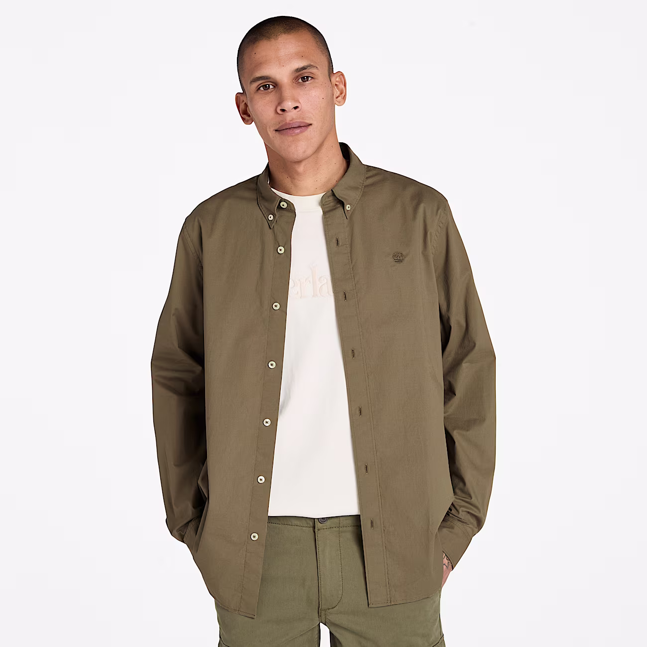 CAMISA MASCULINO TIMBERLAND LONG SLEEVE STRETCH POPLIN SHIRT